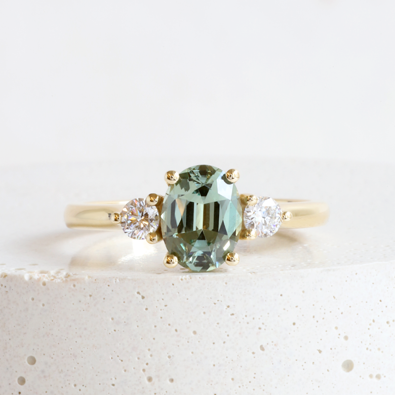 Ethical Jewellery & Engagement Rings Toronto - 1.40 ct Moss Green Montana Sapphire Emma Ring in Yellow - FTJCo Fine Jewellery & Goldsmiths