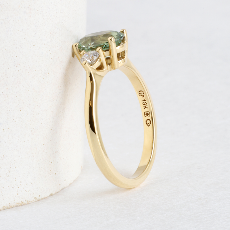 Ethical Jewellery & Engagement Rings Toronto - 1.40 ct Moss Green Montana Sapphire Emma Ring in Yellow - FTJCo Fine Jewellery & Goldsmiths