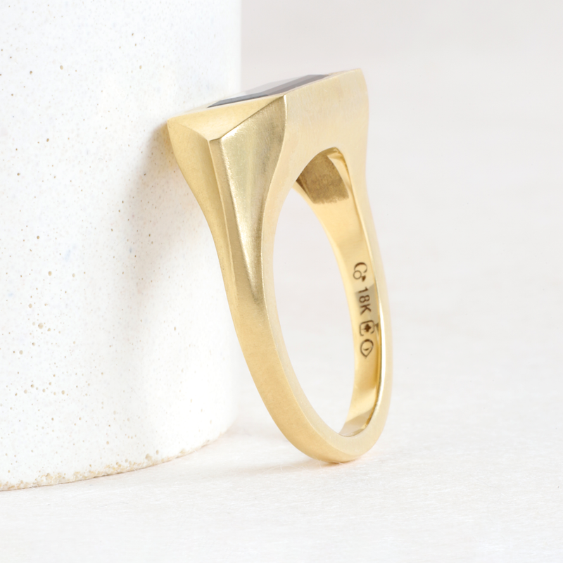 Ethical Jewellery & Engagement Rings Toronto - 2.27 ct Deep Ocean Green Australian Sapphire Anvil Ring - FTJCo Fine Jewellery & Goldsmiths