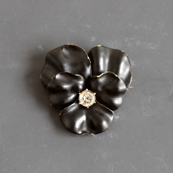Ethical Jewellery & Engagement Rings Toronto - Antique Enamel and Gold Pansy Brooch - FTJCo Fine Jewellery & Goldsmiths