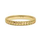 Yellow Ethical Jewellery & Engagement Rings Toronto - 18K 2.5mm Hand Engraved Leaf Pattern Band - Fairtrade Jewellery Co.