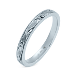 Platinum Ethical Jewellery & Engagement Rings Toronto - Platinum 2.5mm Hand Engraved Scroll Band - Fairtrade Jewellery Co.