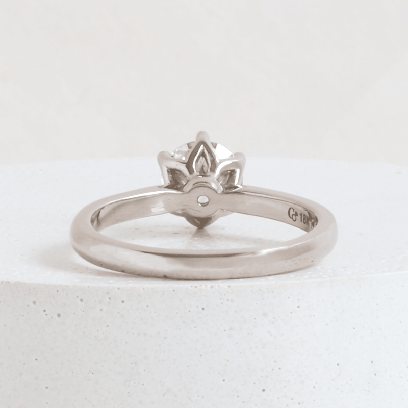 Ethical Jewellery & Engagement Rings Toronto - 0.90 ct F Lilium 6 Prong Solitaire in White - FTJCo Fine Jewellery & Goldsmiths