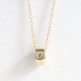 Ethical Jewellery & Engagement Rings Toronto - Blue Zircon (December) Birthstone Bead Pendant in Yellow Gold - FTJCo Fine Jewellery & Goldsmiths