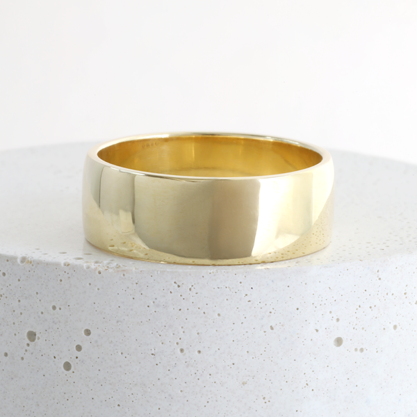 Ethical Jewellery & Engagement Rings Toronto - 8 mm Wide Low Dome Band in Yellow - FTJCo Fine Jewellery & Goldsmiths