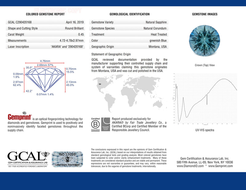 Ethical Jewellery & Engagement Rings Toronto - 0.45 ct Teal Blue Sapphire Traditional Love Note in White - FTJCo Fine Jewellery & Goldsmiths