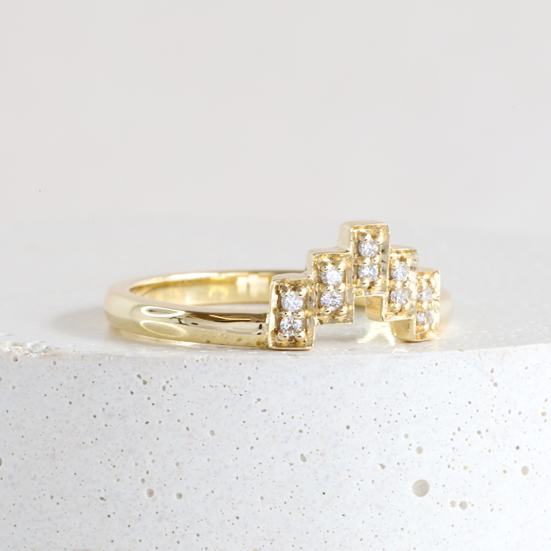 Ethical Jewellery & Engagement Rings Toronto - Deco Spire Band in Yellow - FTJCo Fine Jewellery & Goldsmiths