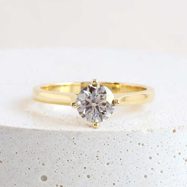 Ethical Jewellery & Engagement Rings Toronto - 0.70 ct Warm Grey Diamond Contemporary Love Note In Recycled Yellow Gold - FTJCo Fine Jewellery & Goldsmiths