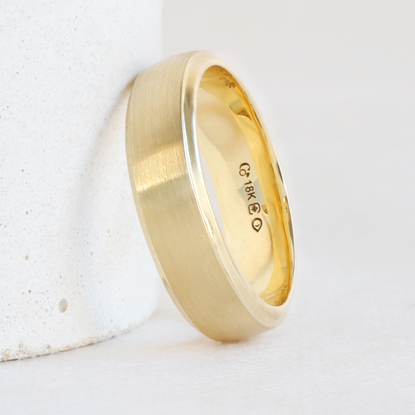Ethical Jewellery & Engagement Rings Toronto - Bevelled 6 mm Wide Low Dome Band in Yellow - FTJCo Fine Jewellery & Goldsmiths