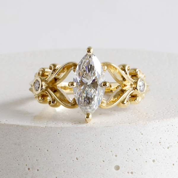 Ethical Jewellery & Engagement Rings Toronto - 1.10 ct H VS1 Marquise Lab Diamond Antoinette Ring in Yellow - FTJCo Fine Jewellery & Goldsmiths
