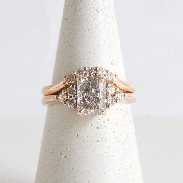 Ethical Jewellery & Engagement Rings Toronto - 1.29 ct Radiant Diamond Emma Ring & Emma Band in Rose Gold - FTJCo Fine Jewellery & Goldsmiths