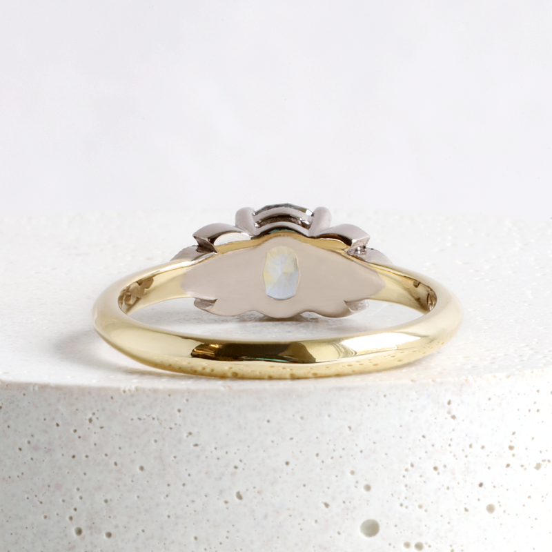 0.78 ct Bi-colour Cushion-cut Montana Sapphire Frances Ring in Yellow & White