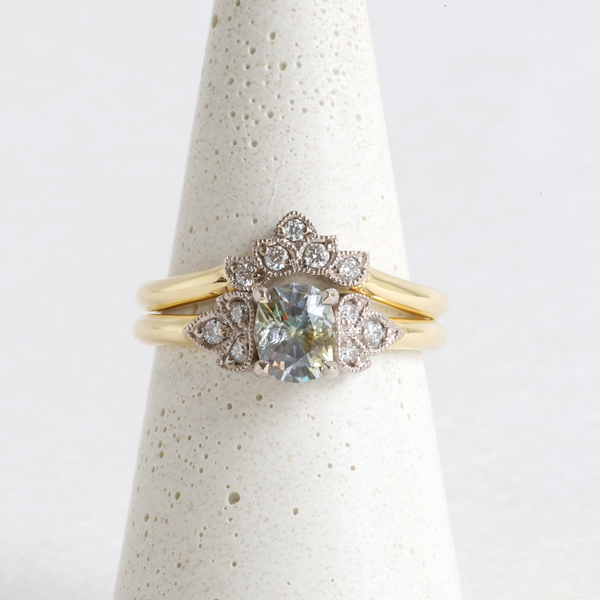 Ethical Jewellery & Engagement Rings Toronto - 0.78 ct Bi-colour Sapphire Frances Ring & Band in Yellow and White Gold - FTJCo Fine Jewellery & Goldsmiths