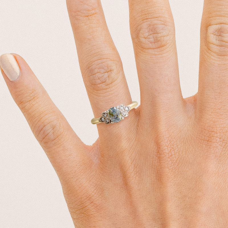 0.78 ct Bi-colour Cushion-cut Montana Sapphire Frances Ring in Yellow & White