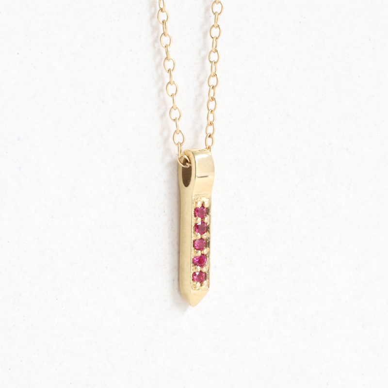 Ethical Jewellery & Engagement Rings Toronto - Ruby (July) Quill Pendant in Yellow Gold - FTJCo Fine Jewellery & Goldsmiths