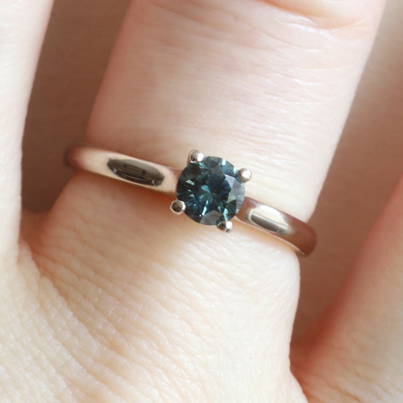 Ethical Jewellery & Engagement Rings Toronto - 0.45 ct Teal Blue Sapphire Traditional Love Note in White - FTJCo Fine Jewellery & Goldsmiths