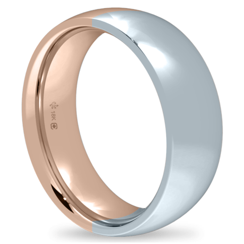 Ethical Jewellery & Engagement Rings Toronto - 18K 6mm Bicolour Band-Equal Pink/White - Fairtrade Jewellery Co.