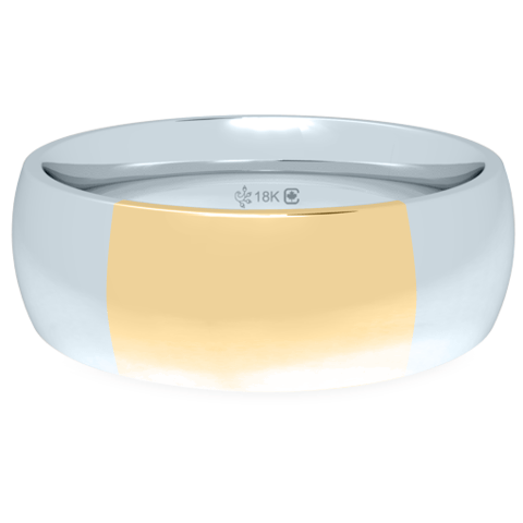 Ethical Jewellery & Engagement Rings Toronto - 18K 6mm Bicolour Band-White/Yellow - Fairtrade Jewellery Co.
