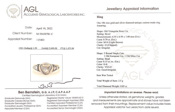 Ethical Jewellery & Engagement Rings Toronto - Triangular Rose Cut Diamond, Georgian Era Ring - FTJCo Fine Jewellery & Goldsmiths