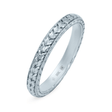 White Ethical Jewellery & Engagement Rings Toronto - 18K 2.5mm Hand Engraved Leaf Pattern Band - Fairtrade Jewellery Co.
