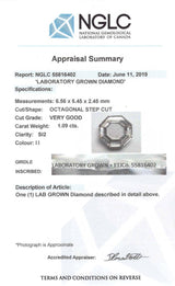 Bijoux éthiques et bagues de fiançailles Toronto - 1,09 ct Silver Ash, Peppery Octagonal Step Cut Diamond - Fairtrade Jewellery Co.