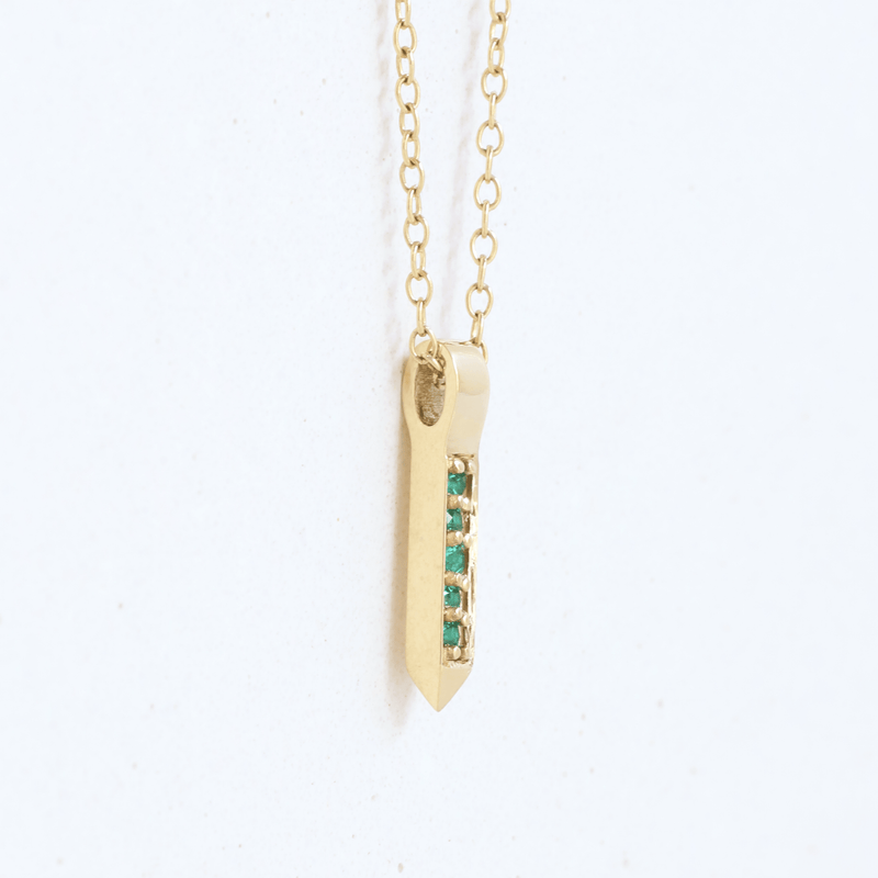Ethical Jewellery & Engagement Rings Toronto - Emerald (May) Quill Pendant in Yellow Gold - FTJCo Fine Jewellery & Goldsmiths