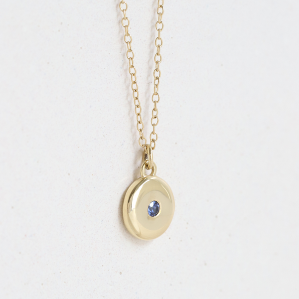 Ethical Jewellery & Engagement Rings Toronto - Sapphire (September) Birthstone Round Amulet Pendant in Yellow Gold - FTJCo Fine Jewellery & Goldsmiths
