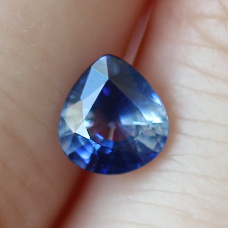 Ethical Jewellery & Engagement Rings Toronto - 0.91 ct Very Round Pear Colour Zone Blue Sapphire - Fairtrade Jewellery Co.