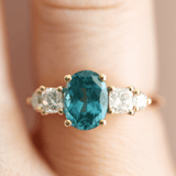 Ethical Jewellery & Engagement Rings Toronto - 1.51 ct Paraiba Oval Spinel Five Stone Ring in Yellow Gold - FTJCo Fine Jewellery & Goldsmiths