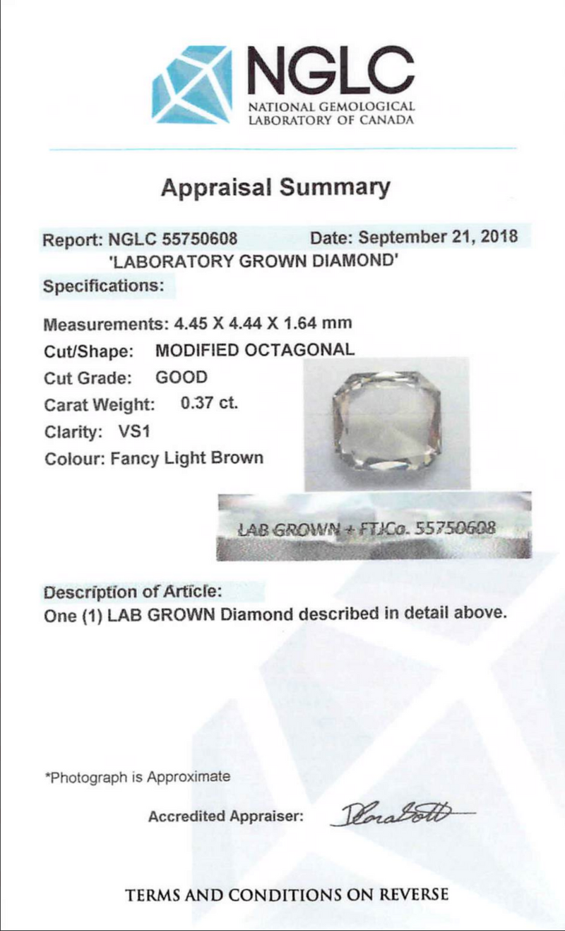 0.37 ct Silver Pink Octagonal Rose Cut Fancy Lab Grown Diamond