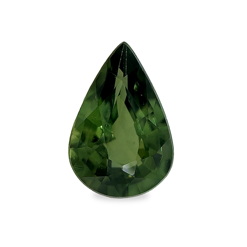 Ethical Jewellery & Engagement Rings Toronto - 0.83 ct Sunny Forest Green Pear Cut Mined Sapphire - FTJCo Fine Jewellery & Goldsmiths