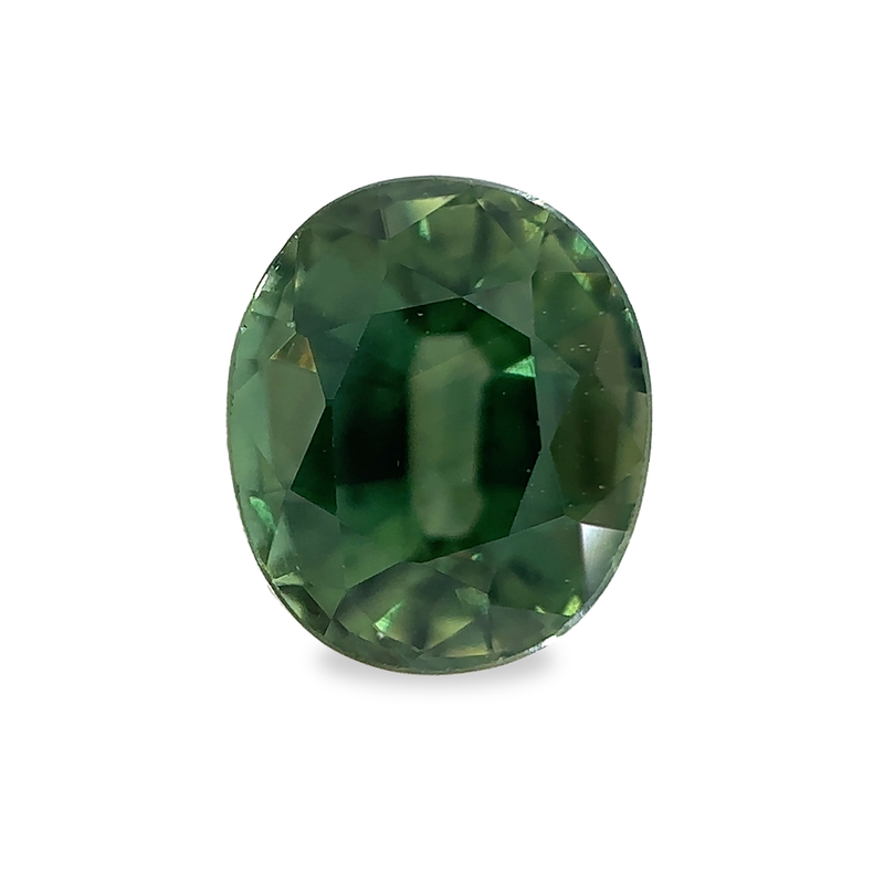 0.97 ct Forest Green Oval Mixed Cut AKARA Modern Vintage Sapphire