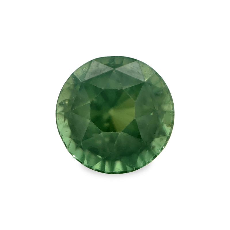 1.39 ct Sunny Forest Green Round Mixed Cut AKARA Sri Lanka Mined Sapphire