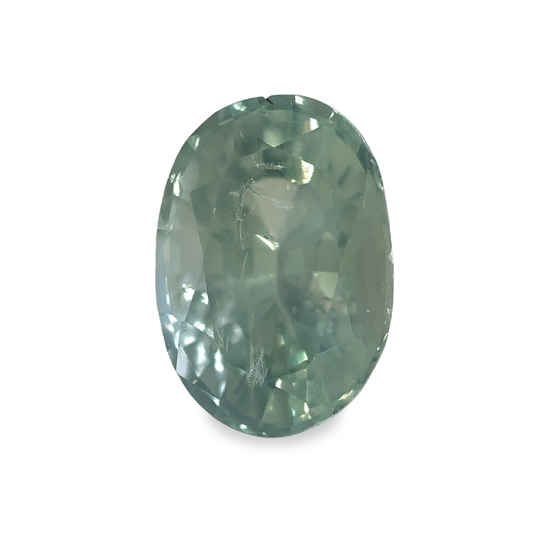 1.42 ct Deep Seafoam Green Oval Mixed Cut Mined Sapphire