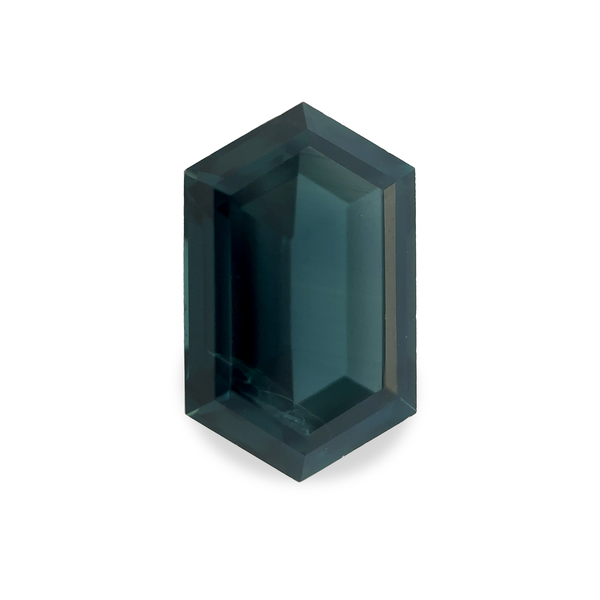 1.71 ct Deep Ocean Green Elongated Hexagonal Step Cut AKARA Nigerian Sapphire