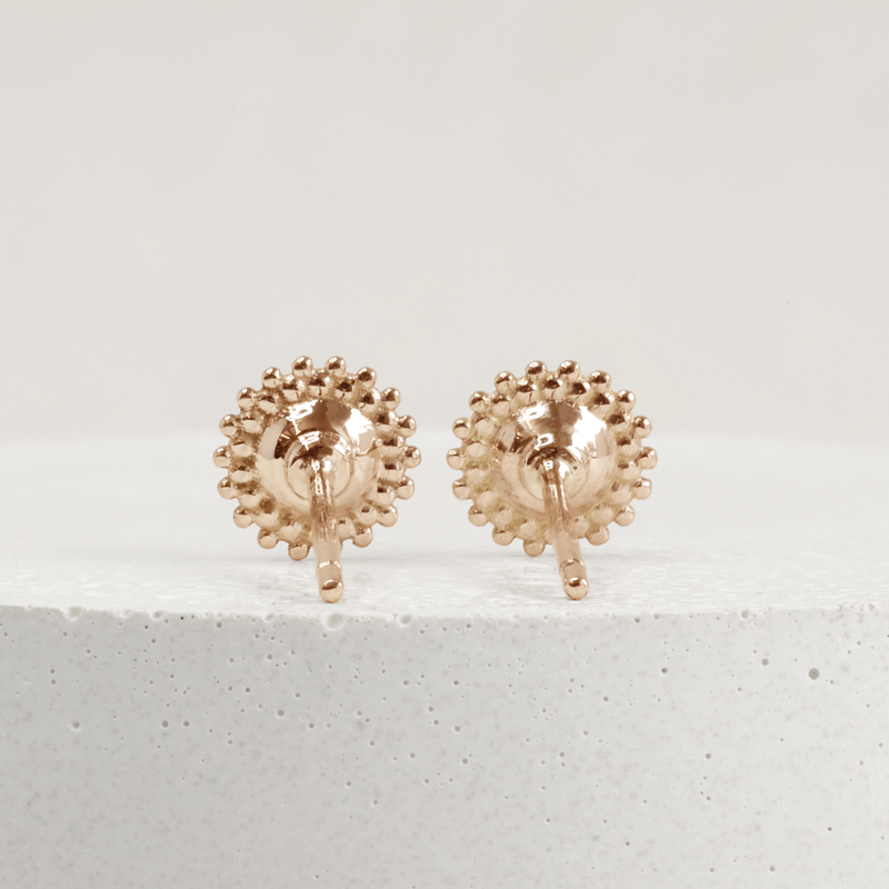 0.25 tcw Medium Blue Lab Grown Sapphire Dahlia Studs in Rose Gold