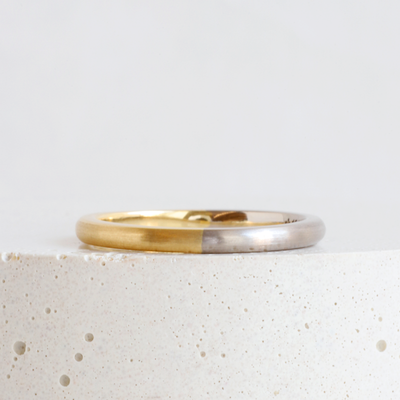 Ethical Jewellery & Engagement Rings Toronto - 2 mm Bicolour Band Half & Half Yellow/White - FTJCo Fine Jewellery & Goldsmiths