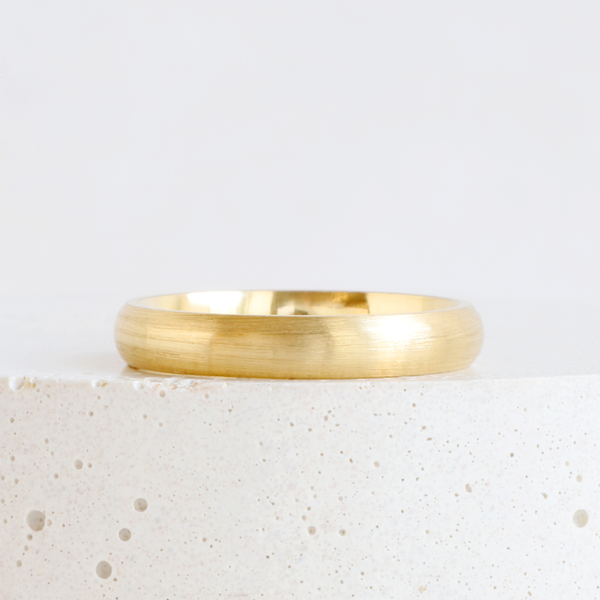Ethical Jewellery & Engagement Rings Toronto - 3 mm Domed Satin Finish Band in Yellow Gold - FTJCo Fine Jewellery & Goldsmiths