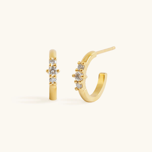 Stella Diamond Hoops in Yellow Gold