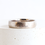 Ethical Jewellery & Engagement Rings Toronto - 5 mm Low Dome Hammered Band with Satin Finish in White Gold - FTJCo Fine Jewellery & Goldsmiths