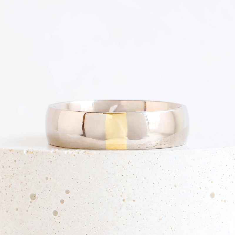 Ethical Jewellery & Engagement Rings Toronto - 6 mm Bi-Colour, Low Dome Wedding Band - FTJCo Fine Jewellery & Goldsmiths