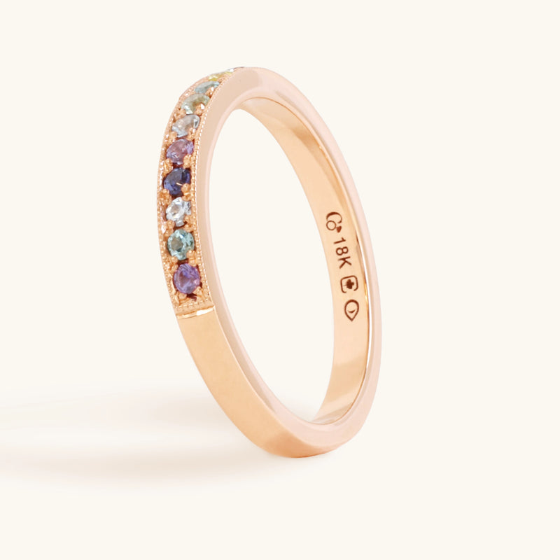 Confetti Gemstone Band in Rose Gold