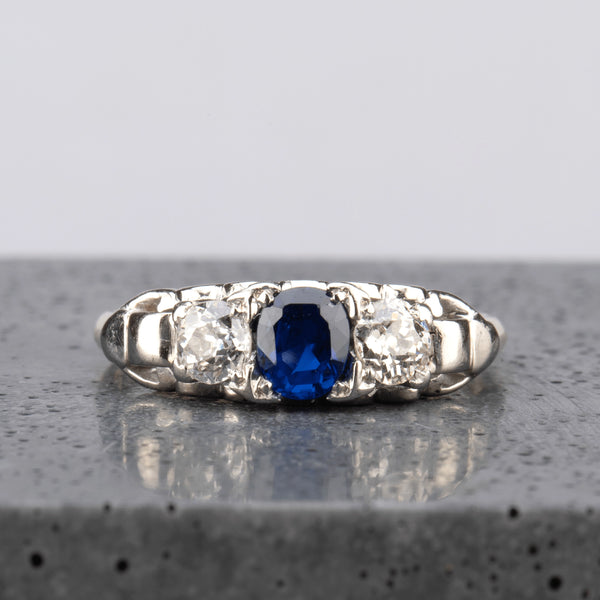 Vintage Two-Tone Sapphire & Diamond Ring