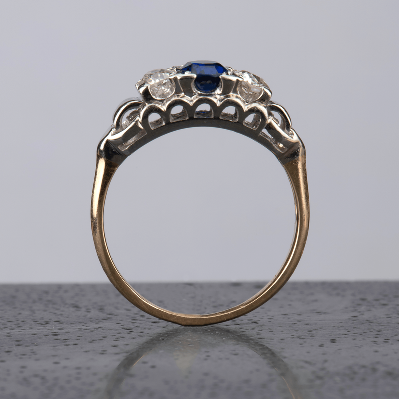 FTJCo Vintage Two-Tone Sapphire & Diamond Ring