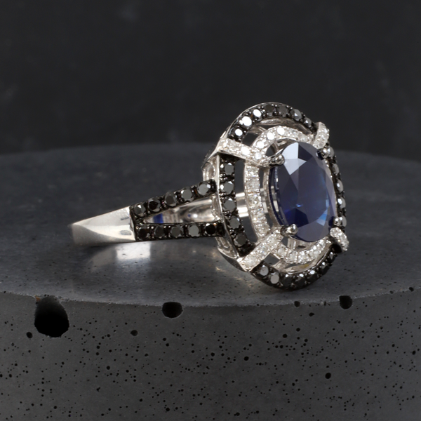 1.22 ct Blue Sapphire Double Halo Ring