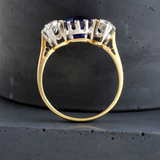 Ethical Jewellery & Engagement Rings Toronto - Yellow & White Gold Ring with 0.90tcw OEC Diamonds & Oval Synthetic Sapphire - FTJCo Fine Jewellery & Goldsmiths