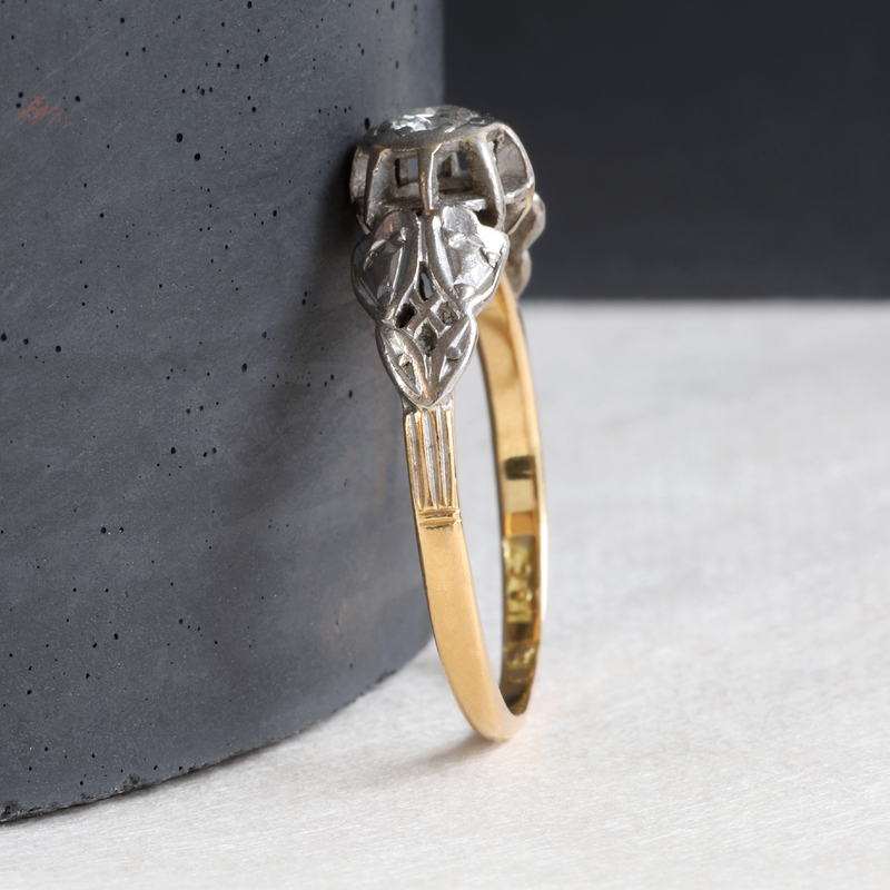 Ethical Jewellery & Engagement Rings Toronto - Vintage English 18K Ring with Brilliant cut diamond - FTJCo Fine Jewellery & Goldsmiths