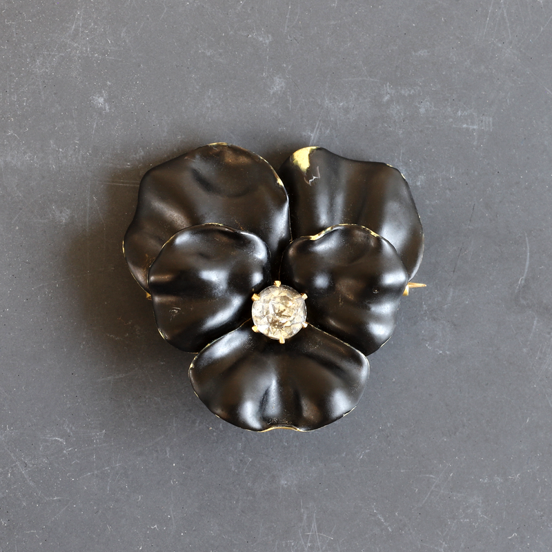 Antique Enamel and Gold Pansy Brooch