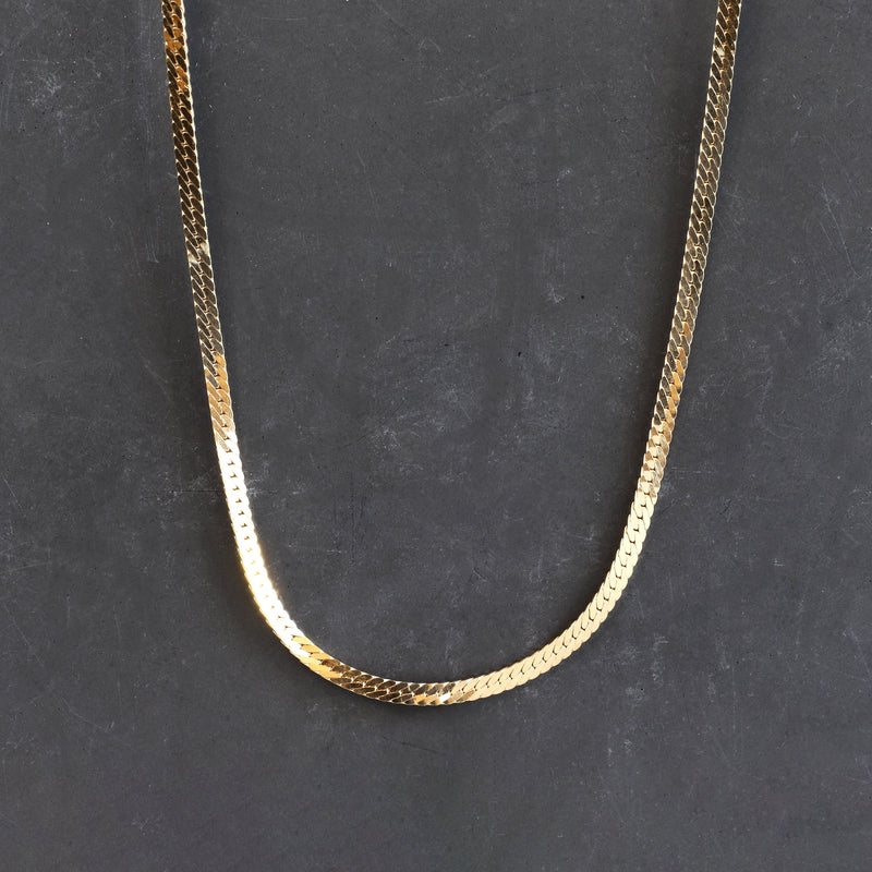 FTJCo Vintage 2 mm Wide Flat Stylized Herringbone Chain