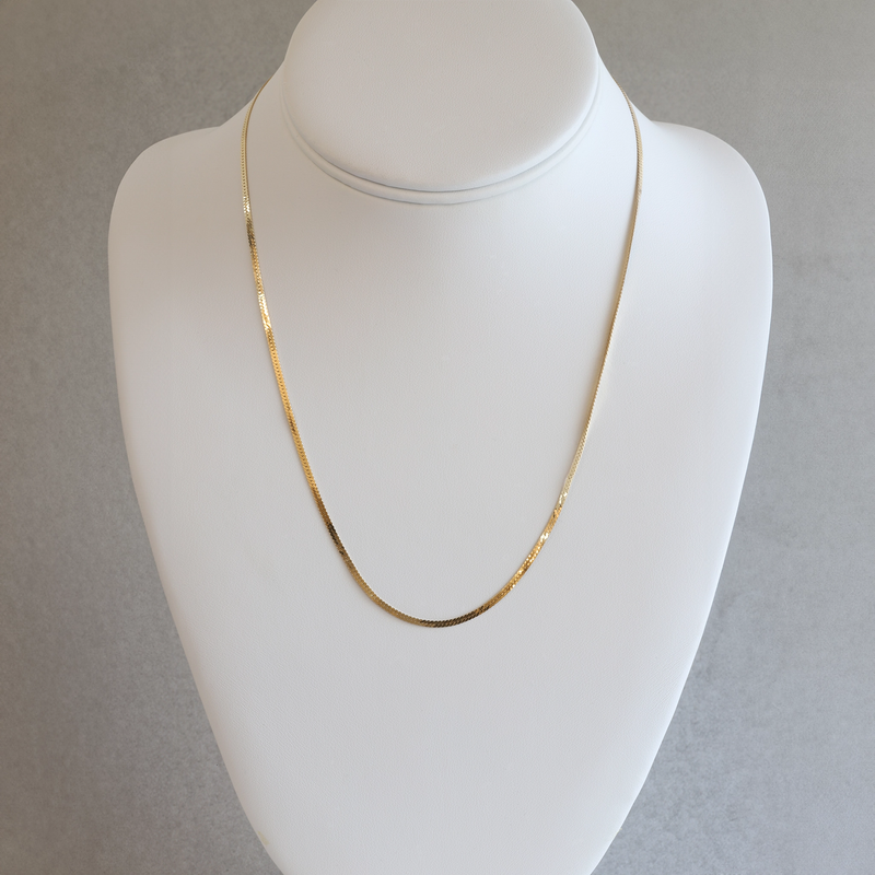 FTJCo Vintage 2 mm Wide Flat Stylized Herringbone Chain